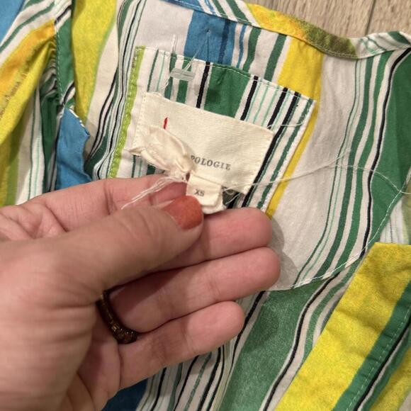 Anthropologie Striped Women's XS Dress 100% Cotton Spring Summer Mini Style - Picture 4 of 4